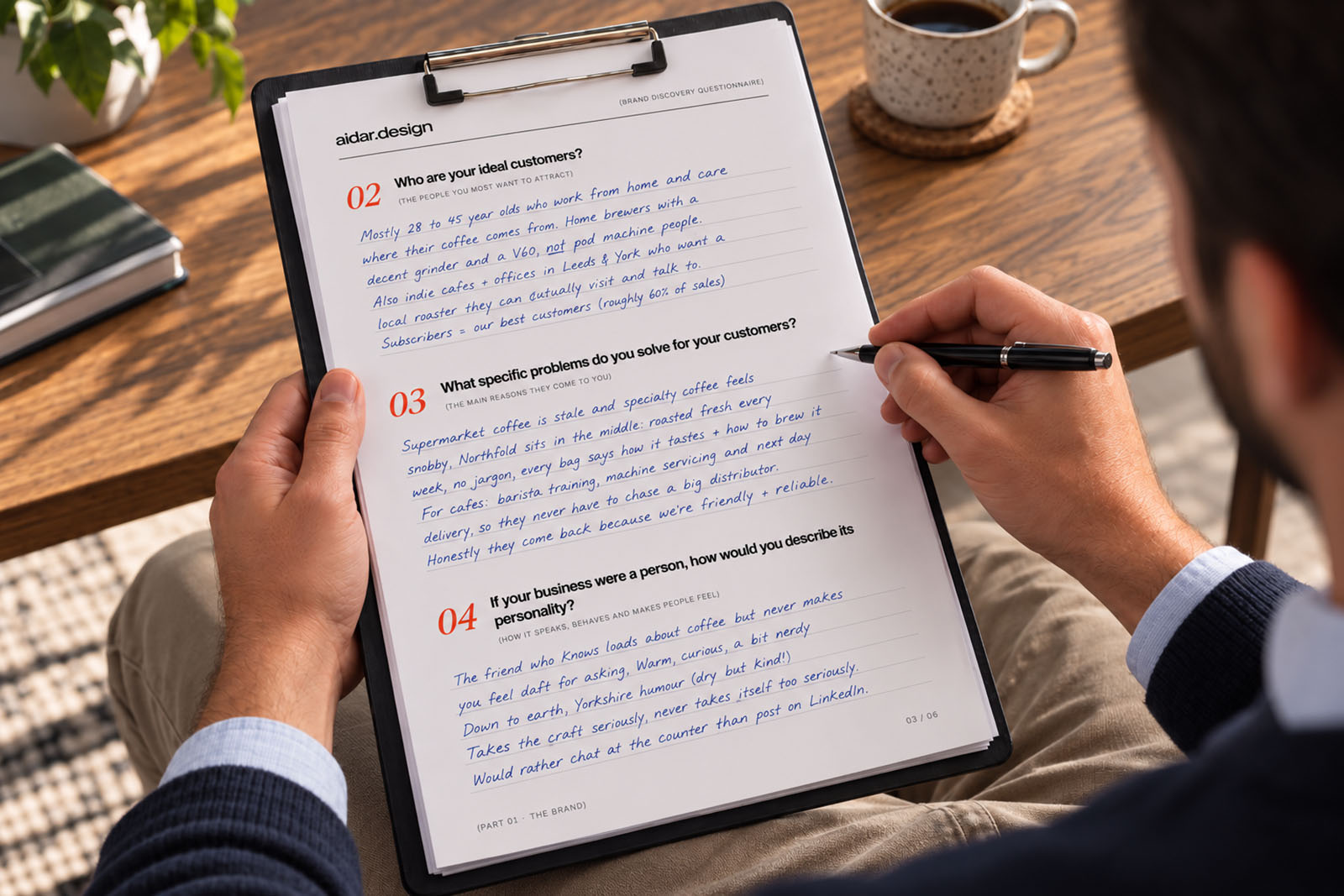 Filling out a brand discovery questionnaire