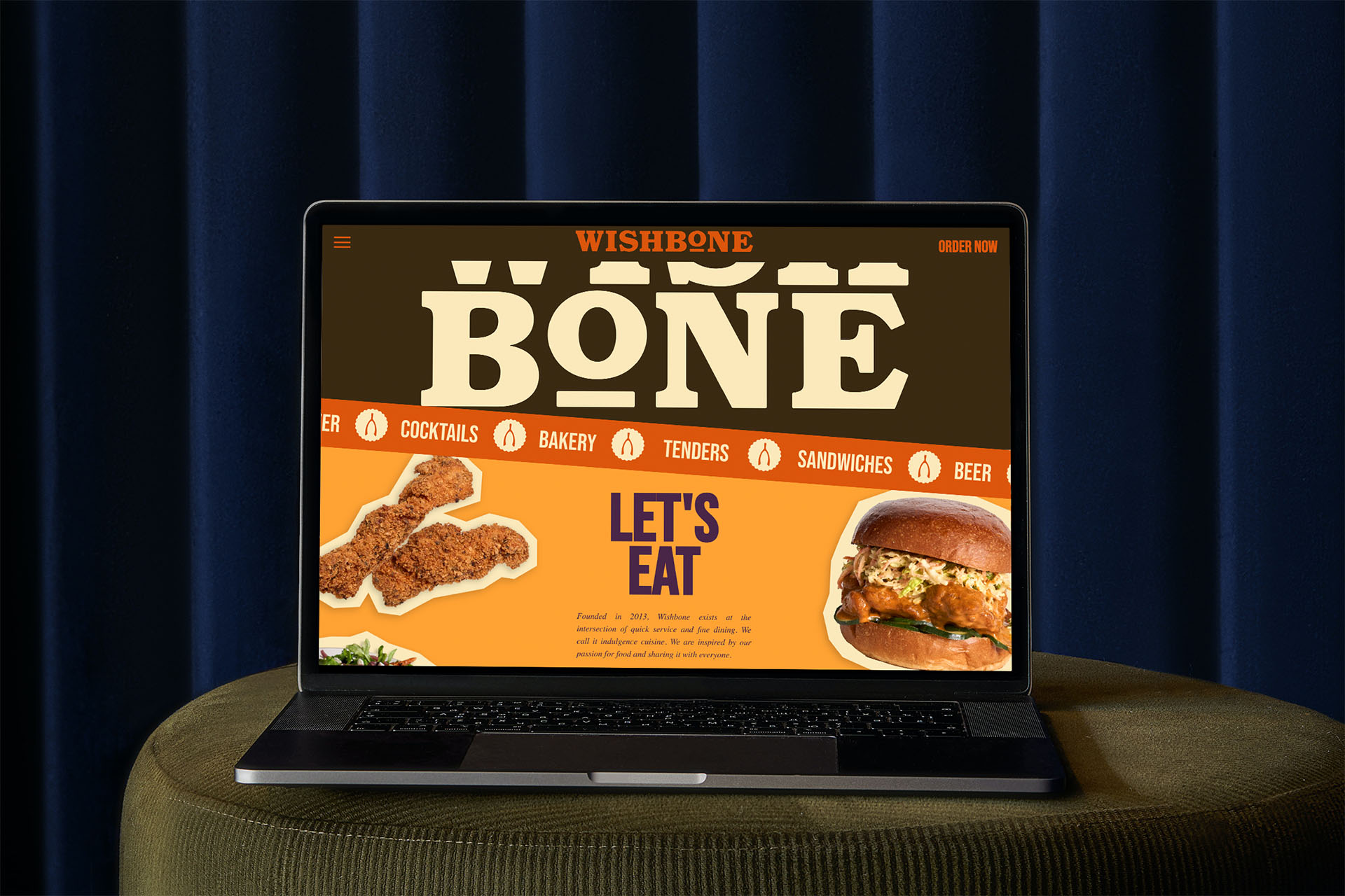 A finished website shown on a laptop screen